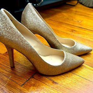 Nine West Gold Glitter Heels